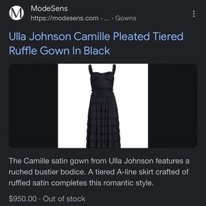 ULLA JOHNSON Camille Satin Black Dress